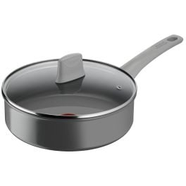 Articole de bucătărie - Cratita 24cm Tefal Renew On C4273232, 100% aluminiu reciclat, indicator Thermo-Signal, compatibil cu inductia, invelis ceramic, gri