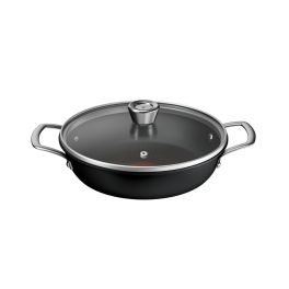 Articole de bucătărie - Cratita cu capac Tefal Excellence+ G3308802, 24 cm, invelis antiaderent, tehnologie FUSIONCORE, Thermo-Signal™, manere nituite, aluminiu, inductie, negru