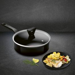 Articole de bucătărie - Cratiță Tefal Renew de 24 cm C4323223, 100% aluminiu reciclat, indicator Thermo-Signal, compatibil cu inducția, înveliș ceramic, negru