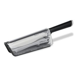 Articole de bucătărie - Cuțitul bucătarului cu suport de ascuțire Tefal Ever Sharp K2569004, 16.5 cm, suport cu tehnologie Dual Pivot, sistem de blocare, oțel german