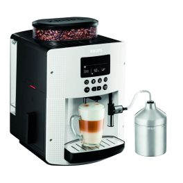 Espressoare automate - Espressor automat Krups Espresseria EA816170, 1450W, 15 bari, 3 trepte de temperatură, rezervor boabe 260g, rezervor apă detașabil 1.7L, duză cappuccino, recipient lapte inclus, alb