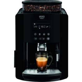 KRUPS - Espressor automat Krups Happy Arabica EA817010, ecran LCD, 15 bari, rezervor boabe 260g, rezervor apă 1.7L, râșniță 3 nivele, duză abur, funcție memorare, negru