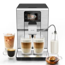 Espressoare automate - Espressor automat Krups Intuition Experience Hot&Cold EA879EE0, 1550 W, presiune 15 bari, capacitate rezervor apa 3 L, 13 trepte de macinare, tehnologie One Touch Cappuccino, 30 retete, ecran tactil, oprire automata, argintiu & negru