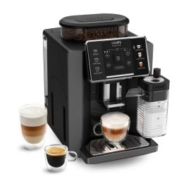 Espressoare automate - Espressor automat Krups Sensation Milk EA912HF0, 1450W, 15 bari, 6 retete, 5 trepte rasnita, rezervor cafea 260g, rezervor apa detasabil 1.7L, 3 trepte de temperatura, oprire automata, negru & gri