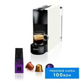 Espressoare cu capsule NESPRESSO - Espressor cu capsule Nespresso Essenza Mini by Krups XN110110, 1310W, presiune 19 bari, rezervor 0.6 L, oprire automată, alb