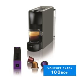KRUPS - Espressor cu capsule Nespresso Essenza Mini by Krups XN110B10, 1310 W, 0.6 L, 19 bari, gri inchis