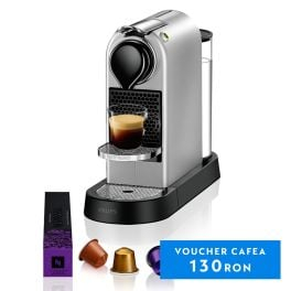 Espressoare cu capsule NESPRESSO - Espressor cu capsule Nespresso Krups CitiZ XN741B10, 1260W, 19 bari, recipient apa detasabil 1l, oprire automata, argintiu