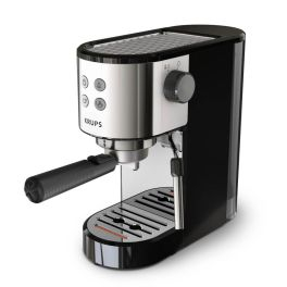 Espressoare manuale - Espressor manual KRUPS Virtuoso Essential XP441810, sistem ThermoBlock, rezervor apa de 1 L, design compact, presiune de 15 bari, negru & argintiu