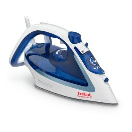 Îngrijirea țesăturilor - Fier de călcat cu abur Tefal EASYGLISS PLUS FV5715E0, 2400 W, jet de abur 190 g/minut, abur variabil 45 g/min, Tehnologia Durilium AirGlide, alb /bleu