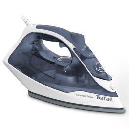 Îngrijirea țesăturilor - Fier de călcat Tefal Express Steam FV2837E0, 2400W, jet de abur 165 g/min, abur variabil 0-35 g/min, 270 ml, talpa Cerilium, alb/ albastru deschis