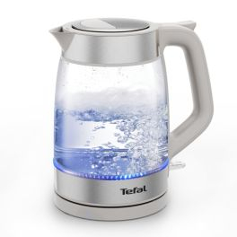 Mic dejun - Fierbător apă Tefal KI605B30, 2200W, 1.7L, vas din sticlă cu gradații, iluminare ambientală, filtru detașabil, funcție oprire automată, gri