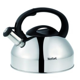 Mic dejun - Fierbător manual cu fluier Tefal C7922024, 3 litri, mâner ergonomic, oțel inoxidabil, argintiu & negru