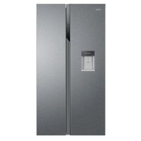 Side by Side independent - Frigider Side by side Haier HSR3918EWPG, 521 l, Total NoFrost, Multi Air Flow, Display, Super Cooling, Super Freezing, Dozator apa, Clasa E, H 177 cm, Argintiu