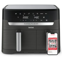 Aparate de gătit - Friteuză cu aer cald dublă Dual Easy Fry&Grill Tefal EY905B10, 2700 W, capacitate 8.3 L - Air fryer cu 8 programe automate, Tehnologia ExtraCrisp, vas detasabil antiadeverent, Display LCD, gri
