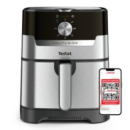 Aparate de gătit - Friteuză cu aer cald EASY FRY & GRILL 2 în 1 Tefal EY501D15, 1400W, 4.2L, funcție grill cu gratar încorporat, tehnologie Extra Crisp, vas detașabil, negru/argintiu