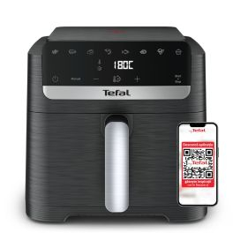 Aparate de gătit - Friteuza cu aer cald Tefal Easy Fry Mega Compact EY8618E0, 2020 W, capacitate 7.5 L, - Ai fryer cu 8 programe automate, temperatura ajustabila, display digital, oprire automata, negru