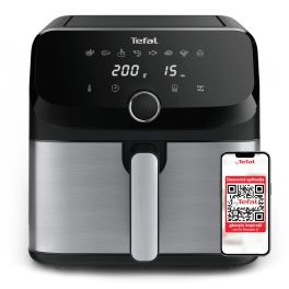 Tefal Tefal Aparate de gătit Tefal Aparate de gătit Friteuze - Friteuză cu aer cald Tefal Easy Fry Mega EY855D10, 2020W, capacitate 7.5L, până la 8 persoane - Air fryer cu 8 programe, înveliș antiaderent, oprire automată, control temperatură 80°C - 200°C, argintiu & negru
