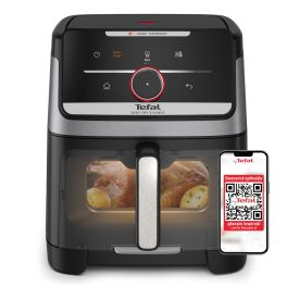 Aparate de gătit - Friteuză cu aer cald Tefal Easy Fry Silence EY876DE0, 1800W, capacitate 7 L, 12 programe, oprire automată, temperatură ajustabilă, ecran LCD, tehnologie Extra-Crisp, argintiu & negru