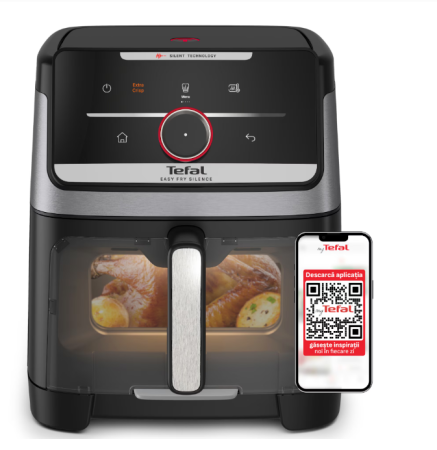  Friteuze cu aer cald - Friteuză cu aer cald Tefal Easy Fry Silence EY876DE1, 7 L, 1800 W, 12 programe