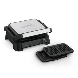 Aparate de gătit - Gratar electric multifunctional Tefal SuperGrill 4-in-1 GC517DE0, 2000 W, placi detasabile, 3 trepte temperatura, functie cuptor, barbeque si waffle, 600 cm2, negru & argintiu
