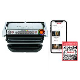 Aparate de gătit - Grătar electric OptiGrill+ GC712D34, 6 programe, senzor automat, mod manual 4 nivele, plăci antiaderente din aluminiu turnat, tavă colectare lichide, argintiu
