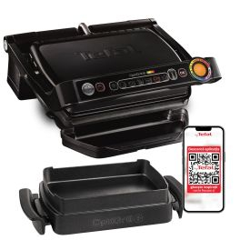 Aparate de gătit - Grătar electric OptiGrill+ Snacking & Baking GC714834, 6 programe, senzor automat, mod manual , plăci antiaderente, tavă colectare lichide, tavă coacere, negru