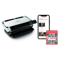 Aparate de gătit - Grătar electric Tefal OptiGrill Elite XL GC760D30, 2200 W, 16 programe de gatit, senzor de gatire, indicator nivel de gătire, plci 40x20cm detașabile, termostat reglabil, negru/inox