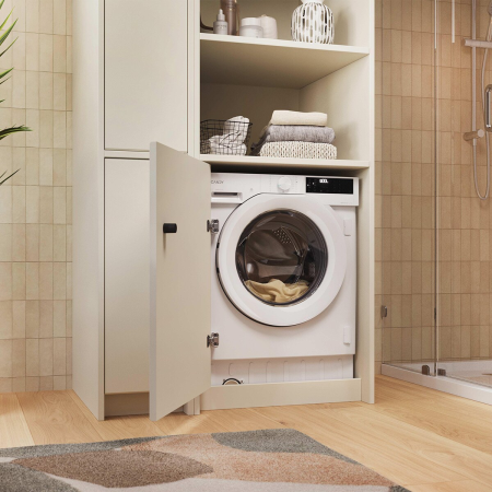 Maşină de spălat rufe incorporabilă Candy BC449M4D8J-S, 9 kg, 1 400 rpm, conectivitate Wi-Fi/Bluetooth (seria ProWash 400). [1]