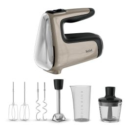 Mixere de mână - Mixer de mana Tefal Powermix Silence 4 in 1 HT663AF0, 850 W, 6 trepte de viteza, functie Turbo, maner ergonomic, 2 teluri inox, 2 carlige pentru aluat, picior pasator, tocator, pahar gradat, crem & negru