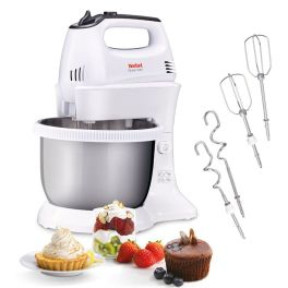 Prepararea alimentelor - Mixer Quick Mix HT312138, 300 W, 5 trepte de viteză, funcție Turbo, bol rotativ 3.5 L, 2 teluri, 2 cârlige, alb