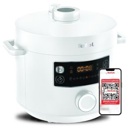 Aparate de gătit - Multicooker cu gătire sub presiune Tefal Turbo Cuisine CY754130, aplicație dedicată My Tefal, 4.8L, 10 programe automate, Funcții inteligente, 12 sisteme de siguranță, accesorii, alb