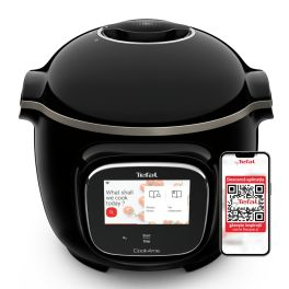 Aparate de gătit - Multicooker inteligent cu gătire sub presiune Tefal Cook4me Touch CY912831 cu conexiune WiFi, aplicație dedicată, 13 programe de gătire, ecran tactil, până la 6 persoane, negru