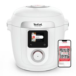 Aparate de gătit - Multicooker inteligent cu gatire sub presiune Tefal Cook4Me Wi-Fi 10 in 1 CY9621F2, 10 programe de gatire, vas ceramic antiaderent 6 L, Wi-Fi, ecran LCD, aplicatie dedicata, pana la 6 persoane, alb
