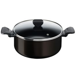 Articole de bucătărie - Oală cu capac Simply Clean B5674653, 24 cm, înveliș antiaderent, Thermo-Signal™, bază Diffusion+, 4.5 L, aluminiu, negru