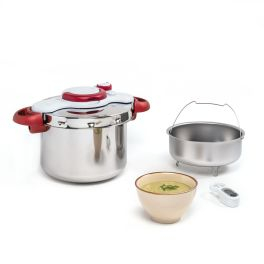 Oale sub presiune - Oală sub presiune Tefal ClipsoMinut Perfect P4620733, 6 L, compatibil cu inducția, inox, indicator de presiune, 5 puncte de securitate, argintiu