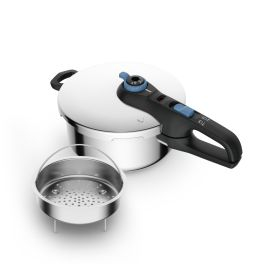 Oale sub presiune - Oala sub presiune Tefal Secure Trendy P2580402, 4 L, sistem siguranta in 5 puncte, 2 programe de gatire, compatibil cu inductia, argintiu