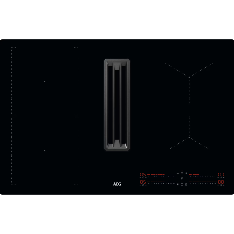 Plite incorporabile - Plita cu inductie si hota integrata AEG CCE84543CB, 77 cm, Bridge Function, Hob2Hood, negru