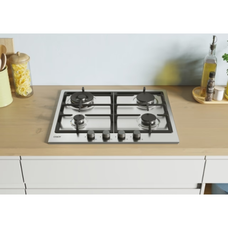 Plita incorporabila Candy CHG6BR4WX, Gaz, 4 Arzatoare, Aprindere electrica, Siguranta arzatoare, Inox [1]