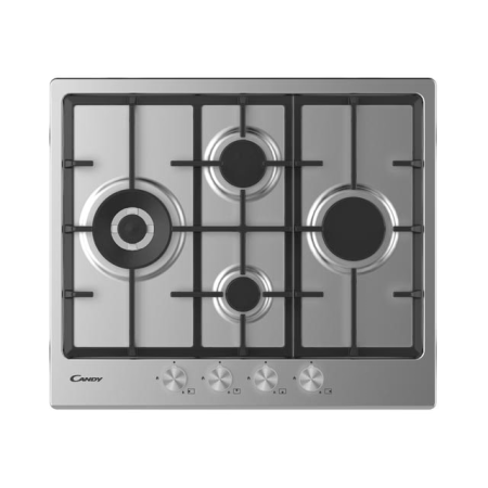Plite incorporabile - Plita incorporabila Candy CHG6DWPX, Gaz, 4 arzatoare, Gratar fonta, Arzator Wok, 60 cm, Inox