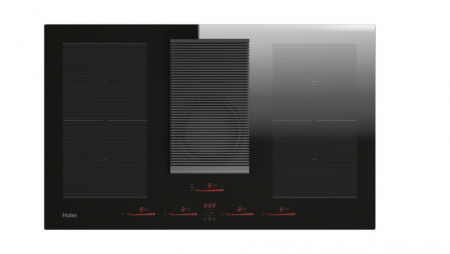 Plite incorporabile - Plita incorporabila cu hota inclusa HAIH8IFMCF, seria 6 , 4 zone, 80 cm, Negru