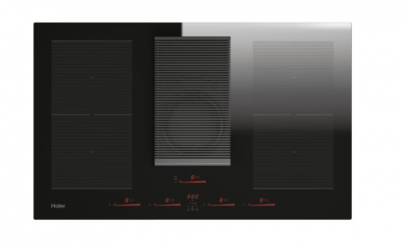 Plite incorporabile - Plita incorporabila cu hota inclusa HAIH8IFMCE, seria 6, 4 zone, 80 cm, Negru