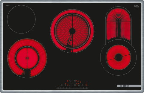 Plite incorporabile - Plita vitroceramica Bosch PKC845FP1D, 80 cm, 4 zone, DirectSelect, PowerBoost, rama inox