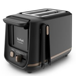 Mic dejun - Prăjitor de pâine Tefal Includeo TT533811, 850W, capacitate 2 felii, 7 trepte de rumenire, buton oprire, clește inclus, mâner ridicare, negru & auriu