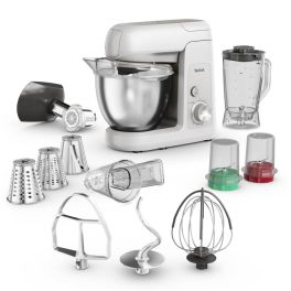 Prepararea alimentelor - Robot de bucătărie Tefal Bake Partner QB525B38, 1100W, 4.6L, 8 trepte de viteză, funcție Pulse, râșniță, tocător carne, tel, cârlig aluaturi grele, inox, gri