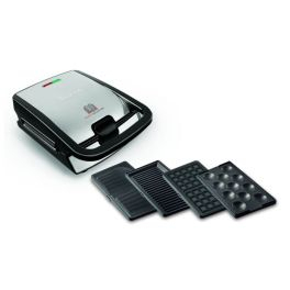 Mic dejun - Sandwich maker multifuncțional Tefal Snack Collection 4 în 1 SW854D16, 700W, 4 seturi de plăci incluse, înveliș antiaderent, argintiu