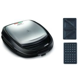Tefal Tefal Mic dejun Tefal Mic dejun Sandwich maker - Sandwich maker Tefal Snack Time 2 în 1 SW341D12, 700W, 2 seturi de plăci detașabile antiaderente, mâner izolat termic, argintiu & negru
