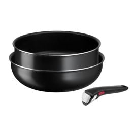 Articole de bucătărie - Set 3 piese TEFAL Ingenio Easy Cook & Clean L1539153, 3 piese, 24-26cm, aluminiu, negru