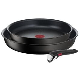 Articole de bucătărie - Set 3 piese (tigaie 24/28 + maner) Ingenio Unlimited Tefal L7638942, aluminiu, negru