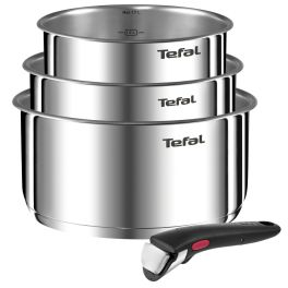 Ingenio - Set 4 piese Tefal Ingenio Emotion L8964S55, oale de 16 / 18 / 20 cm, maner detasabil rezistent, inductie, argintiu