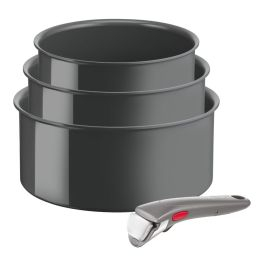 Tefal Tefal Articole de bucătărie Tefal Articole de bucătărie Ingenio - Set 4 piese Tefal Ingenio Renew L2609402, oale 16 / 18 / 20 cm, mâner detașabil, inducție, înveliș antiaderent ceramic, 100% aluminiu reciclat, gri